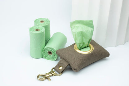 brown canvas dog poo bag holder